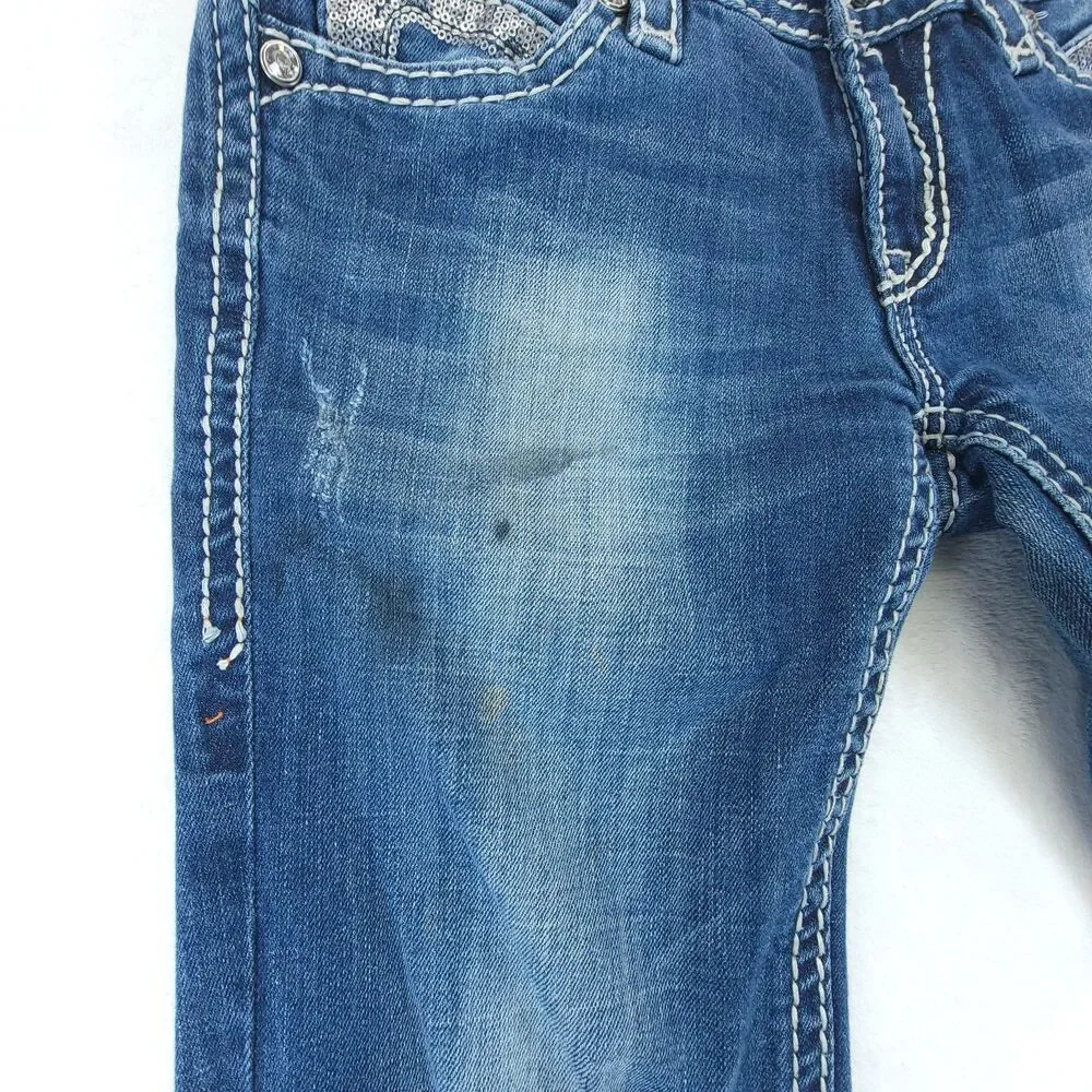 Rock Revival Jeans Womens 29 Sasha Straight Embellished *Flaw* - Picture 4 of 12